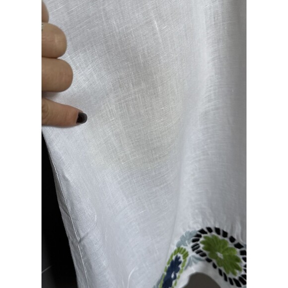 Diane Von Furstenberg  Size Large Y2K White 100% Linen Embroidered Halter Dress - Picture 4 of 14